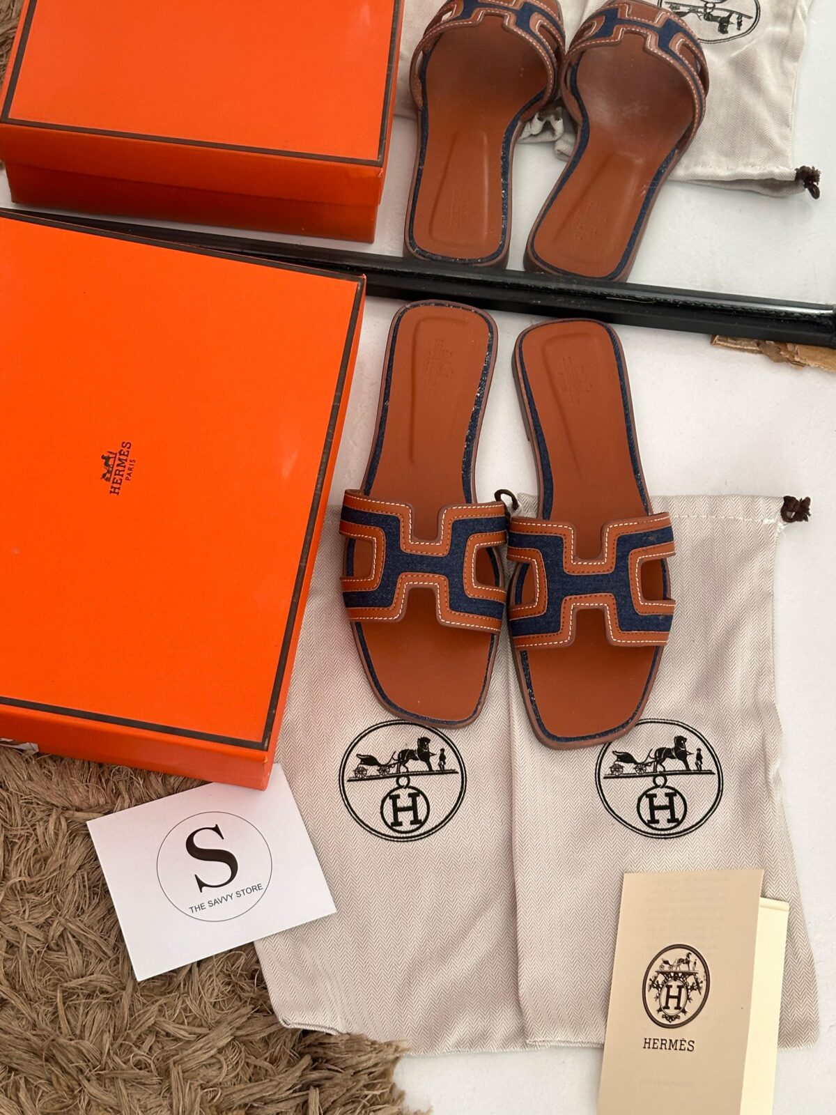 Hermès Oran Denim Sandals 38,39,40